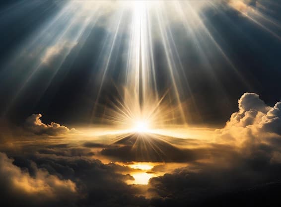 The sun breaking through, shining it's light across the world.